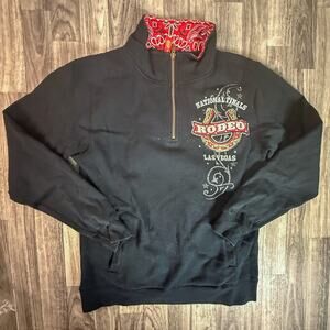 2015 Wrangler NFR Las Vegas Rodeo Half Zip Sweatshirt Womens Large Black Bling